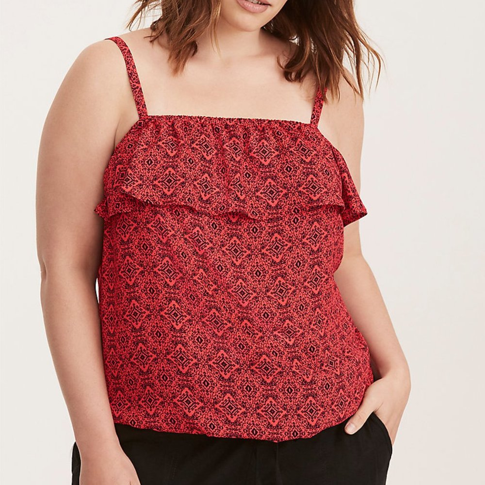 Torrid Tile Print Ruffle Cami Plus Size Top